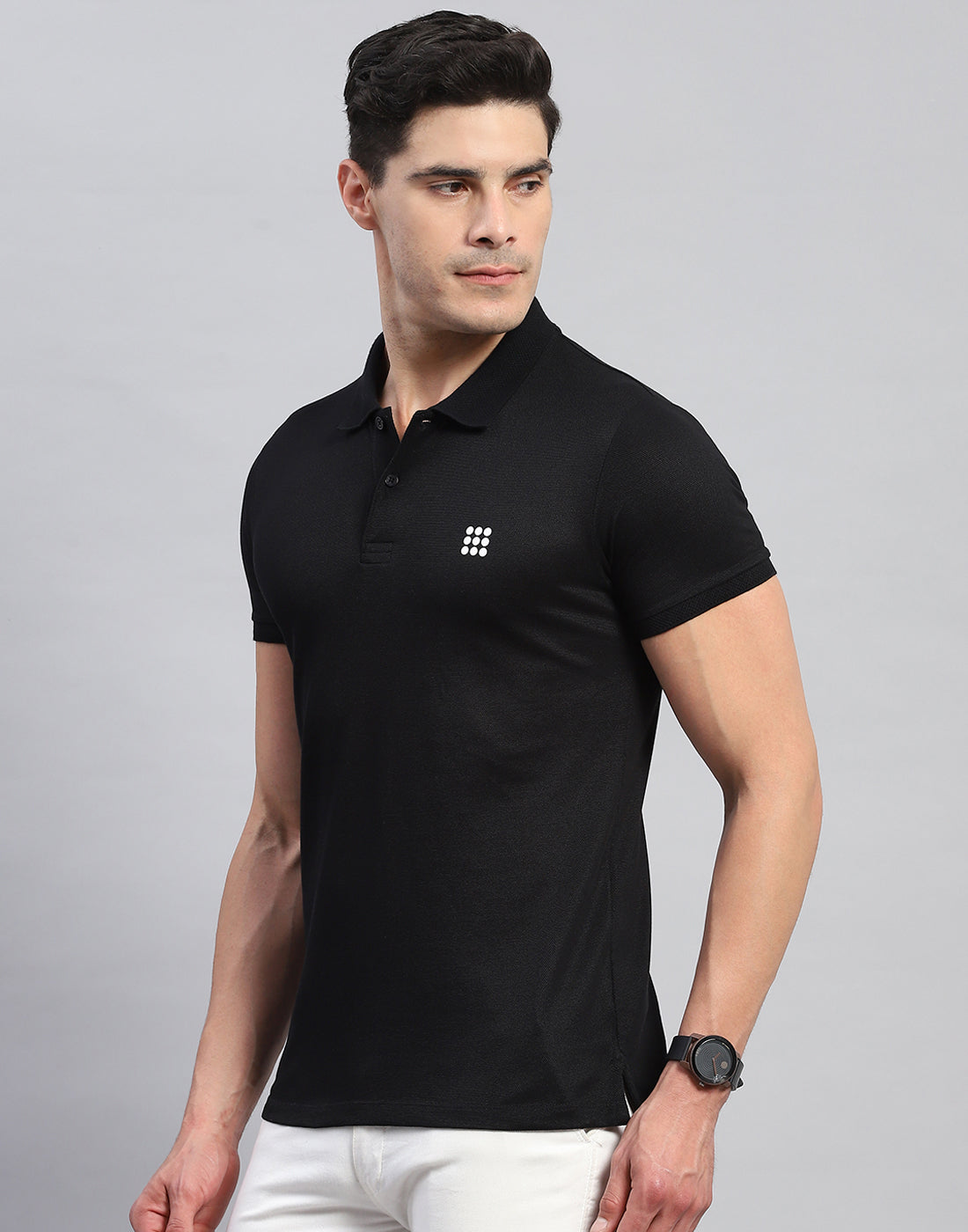 Rock.it Men Black Solid Collar Half Sleeve T-Shirt