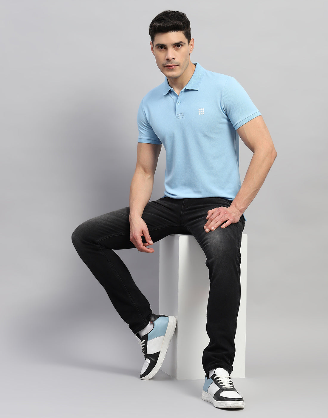 Rock.it Men Blue Solid Polo Collar Half Sleeve T-Shirt