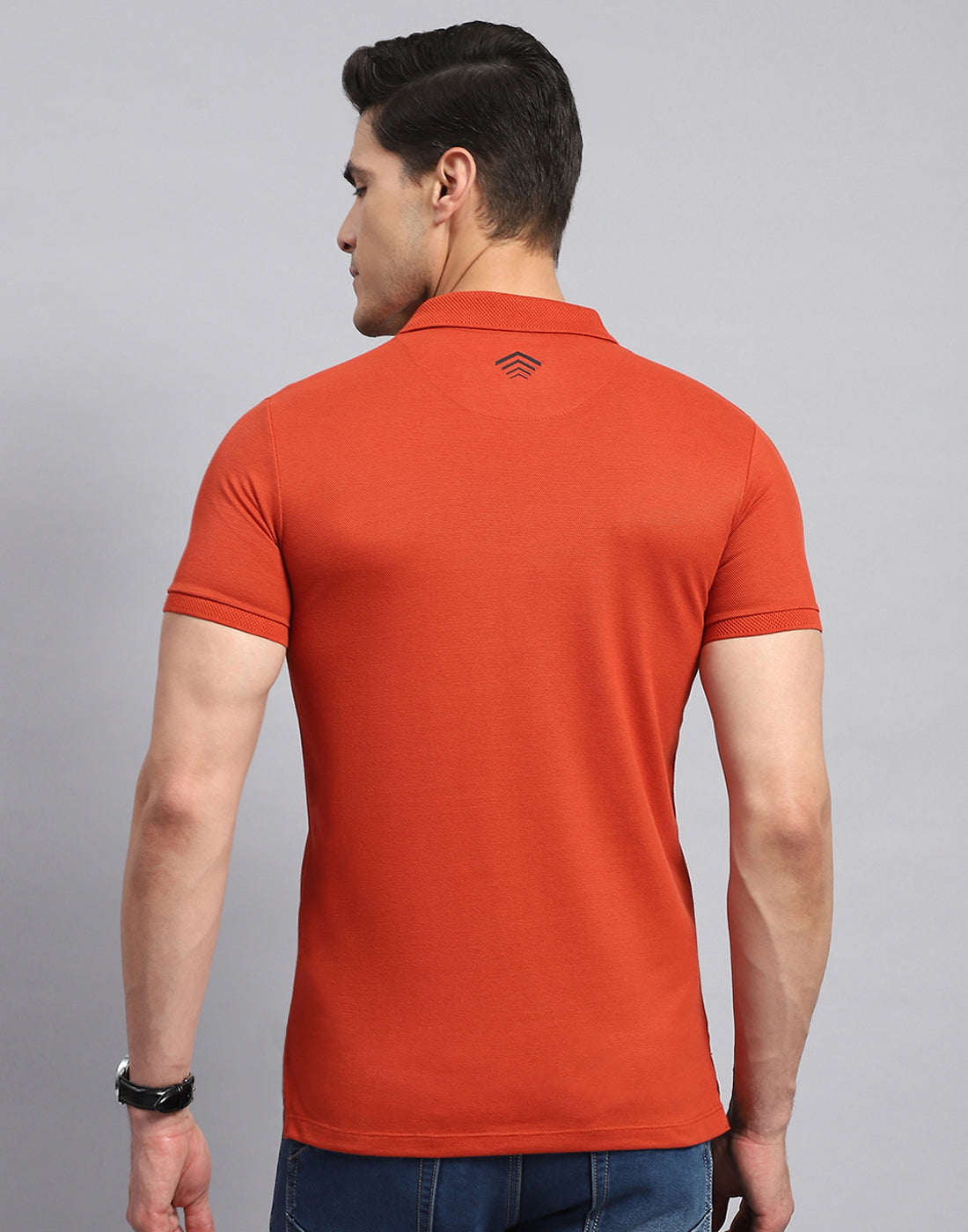 Rock.it Men Rust Solid Collar Half Sleeve T-Shirt