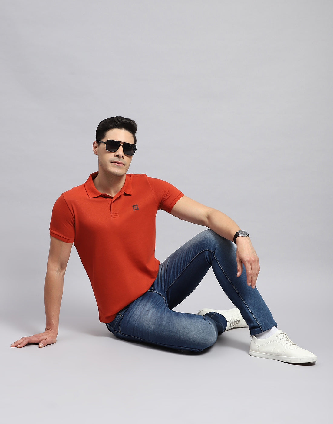 Rock.it Men Rust Solid Collar Half Sleeve T-Shirt