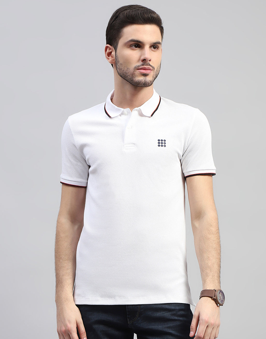 Rock.it Men White Solid Polo Collar Half Sleeve T-Shirt