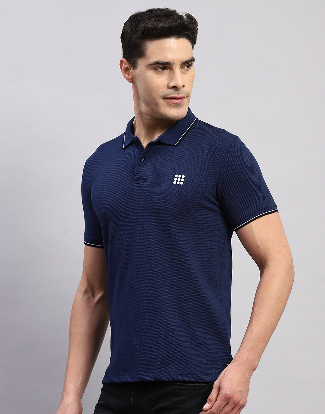 Rock.it Men Navy Blue Solid Polo Collar Half Sleeve T-Shirt
