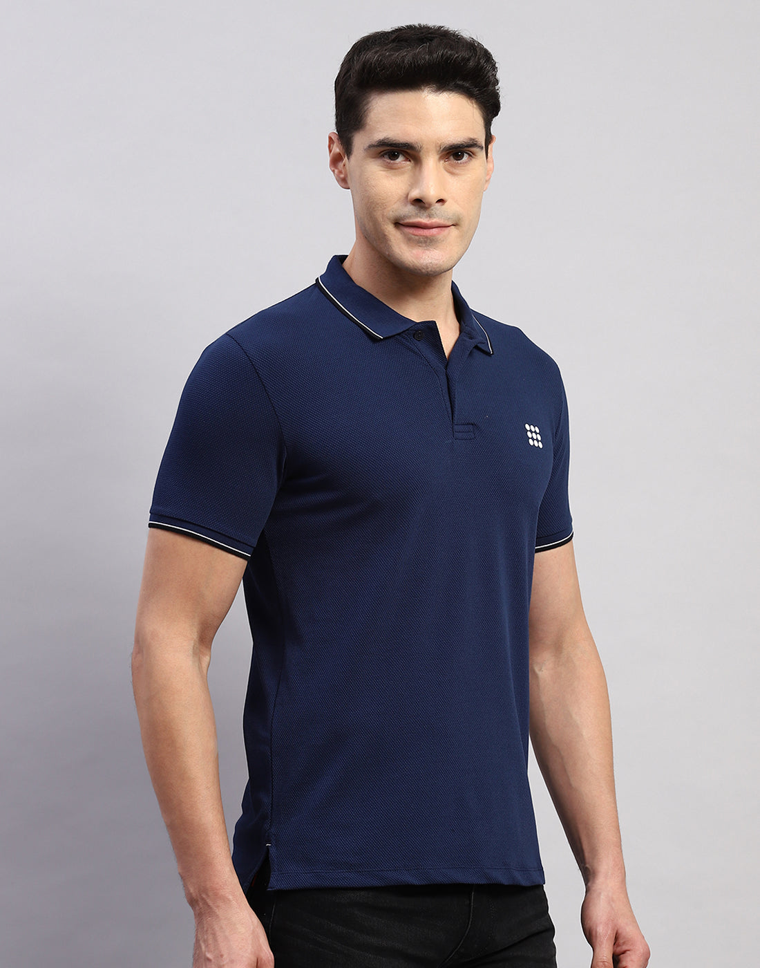 Rock.it Men Navy Blue Solid Polo Collar Half Sleeve T-Shirt