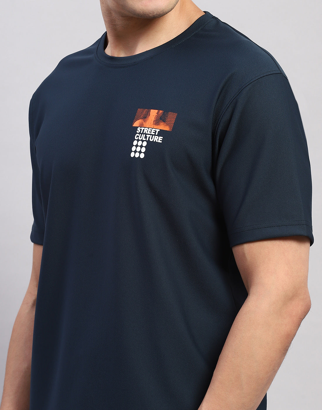 Rock.it Men Navy Blue Printed Round Neck Half Sleeve T-Shirt