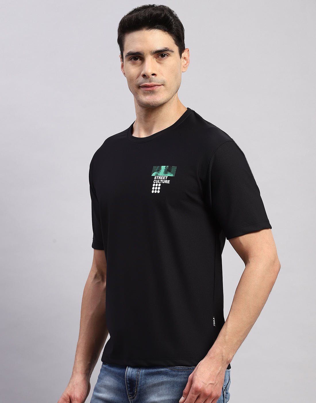 Rock.it Men Black Printed Round Neck Half Sleeve T-Shirt