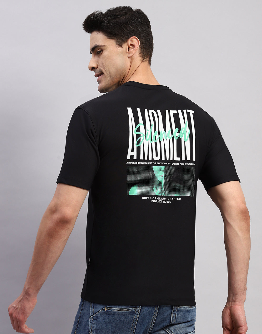 Rock.it Men Black Printed Round Neck Half Sleeve T-Shirt