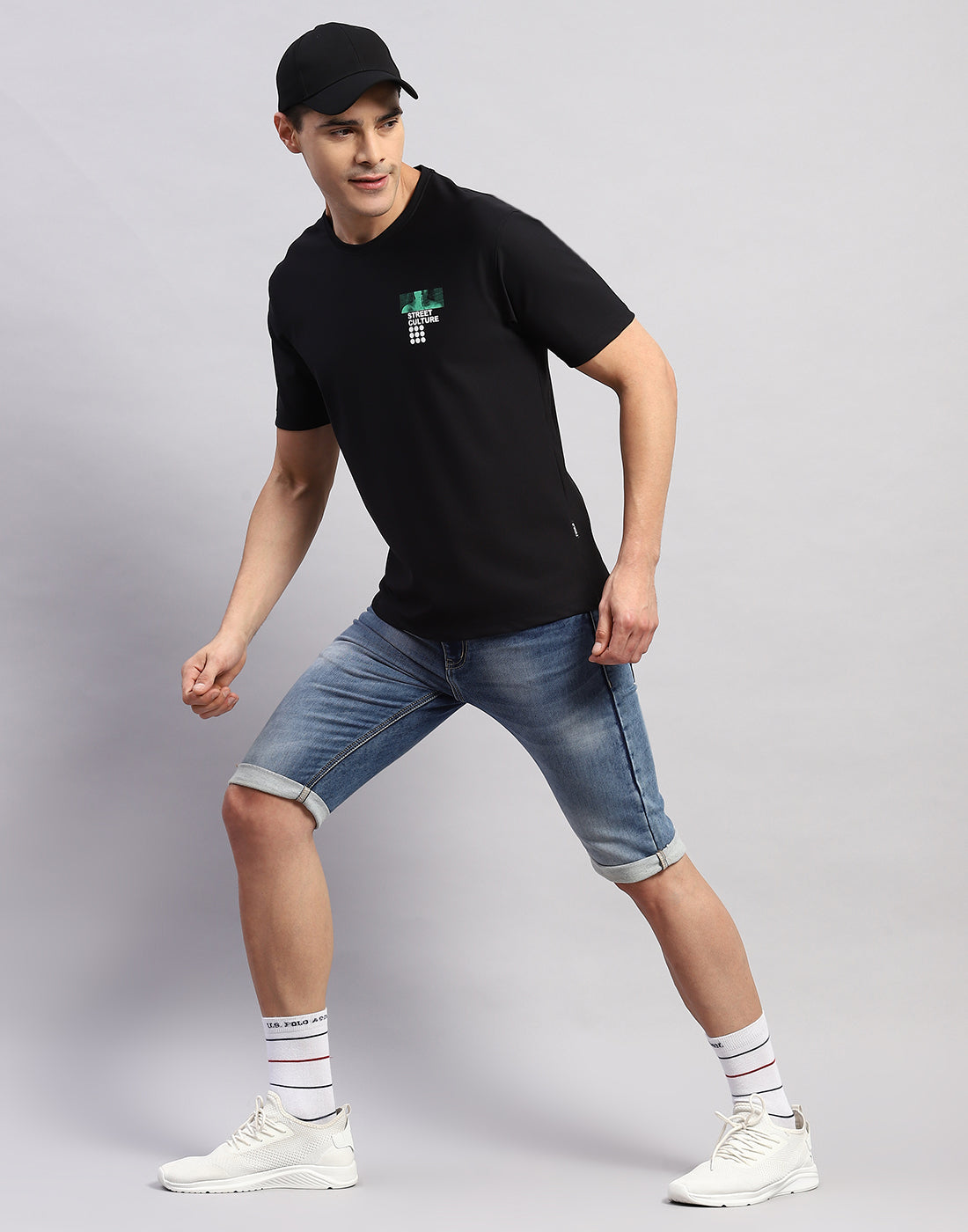 Rock.it Men Black Printed Round Neck Half Sleeve T-Shirt