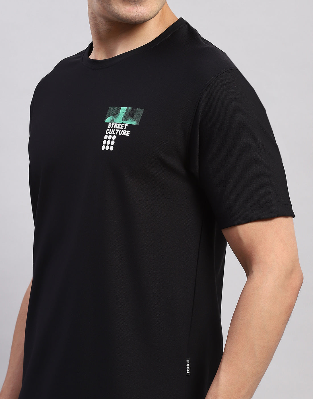 Rock.it Men Black Printed Round Neck Half Sleeve T-Shirt