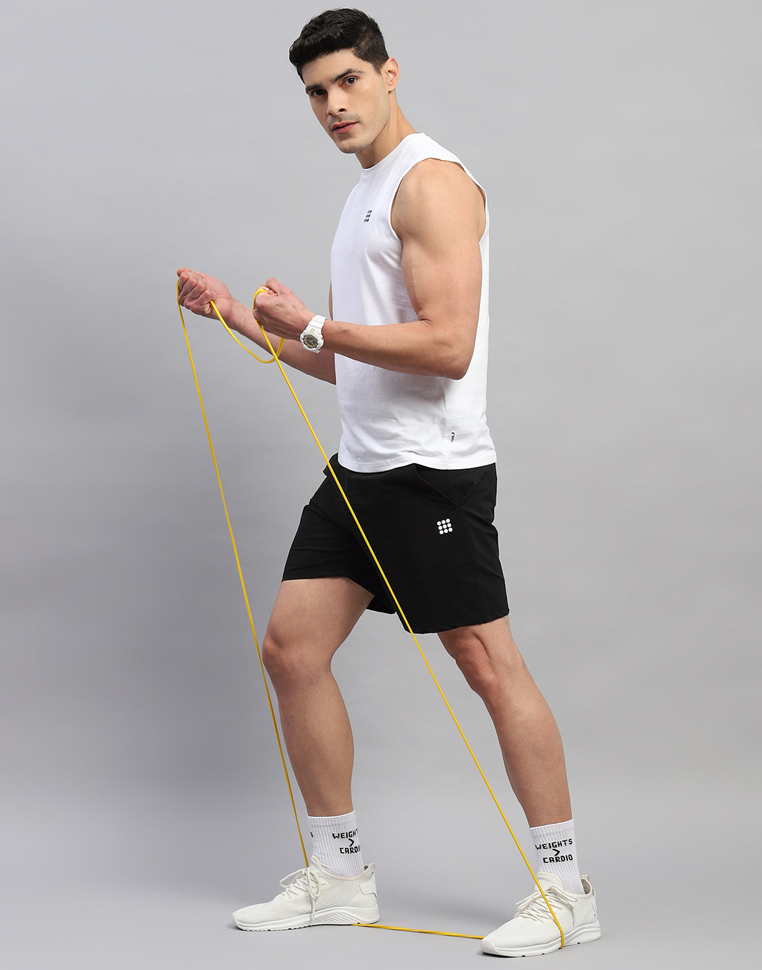 Rock.it Men White Solid Round Neck Sleeveless T-Shirt