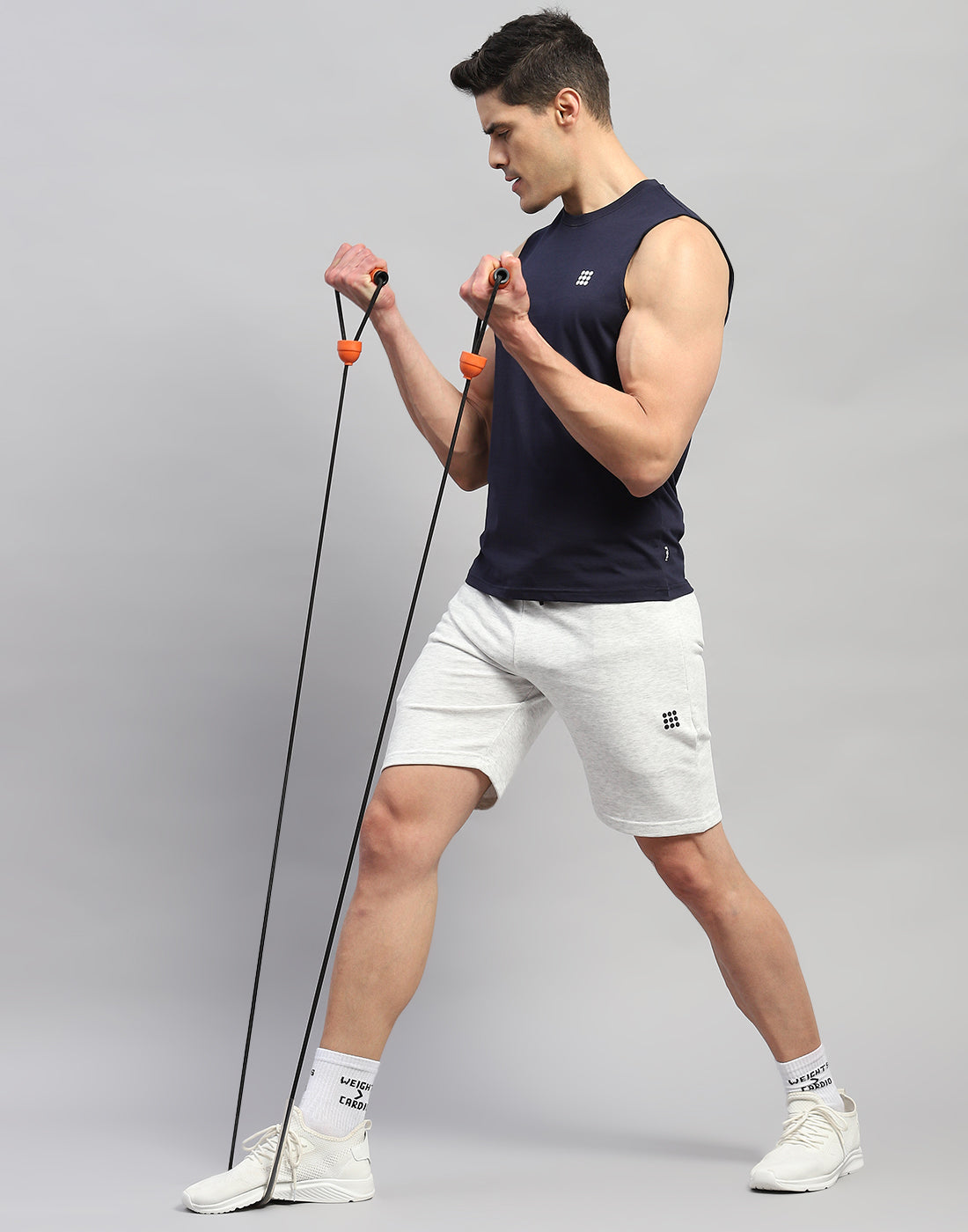 Rock.it Men Navy Blue Solid Round Neck Sleeveless T-Shirt