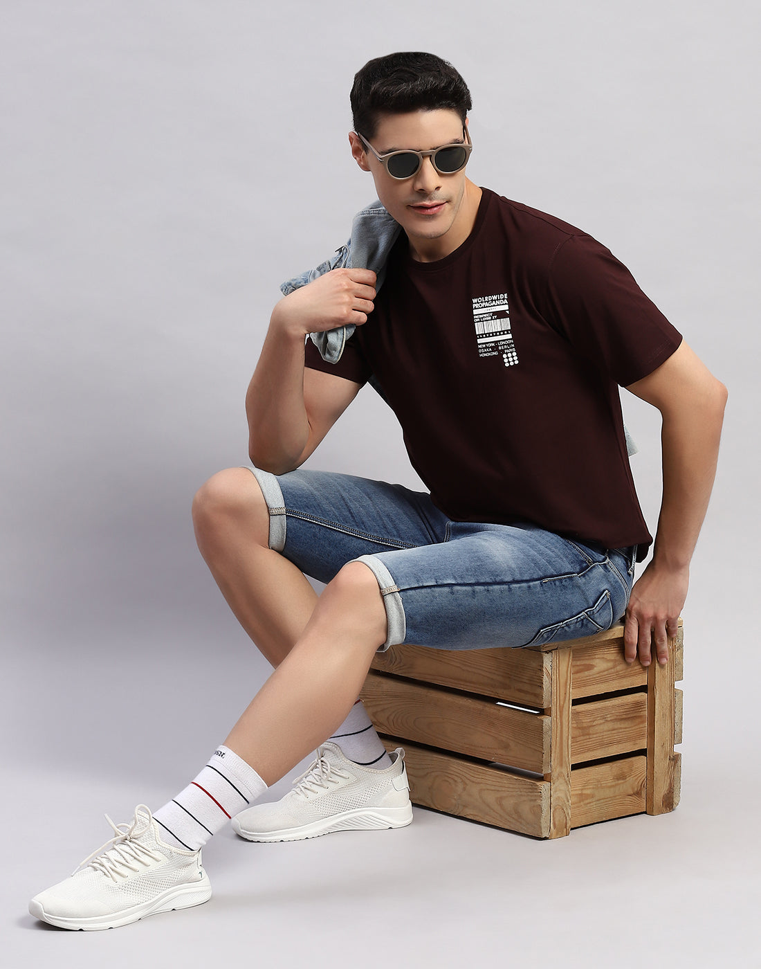 Rock.it Men Maroon Printed Round Neck Half Sleeve T-Shirt