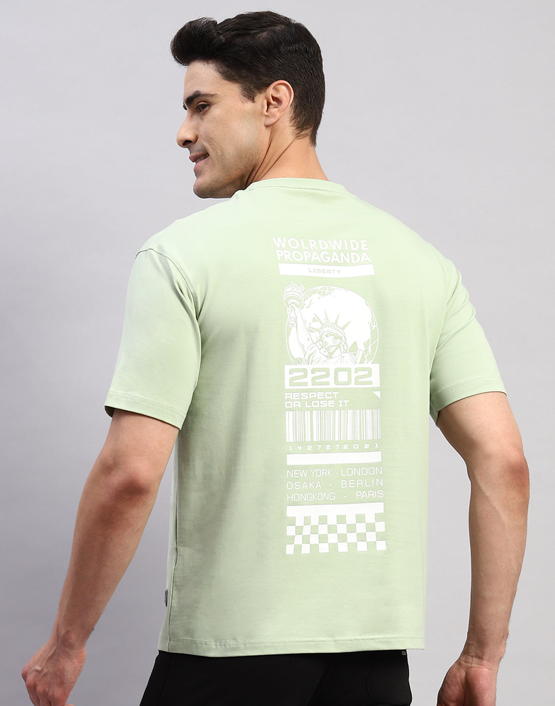 Rock.it Men Green Printed Round Neck Half Sleeve T-Shirt