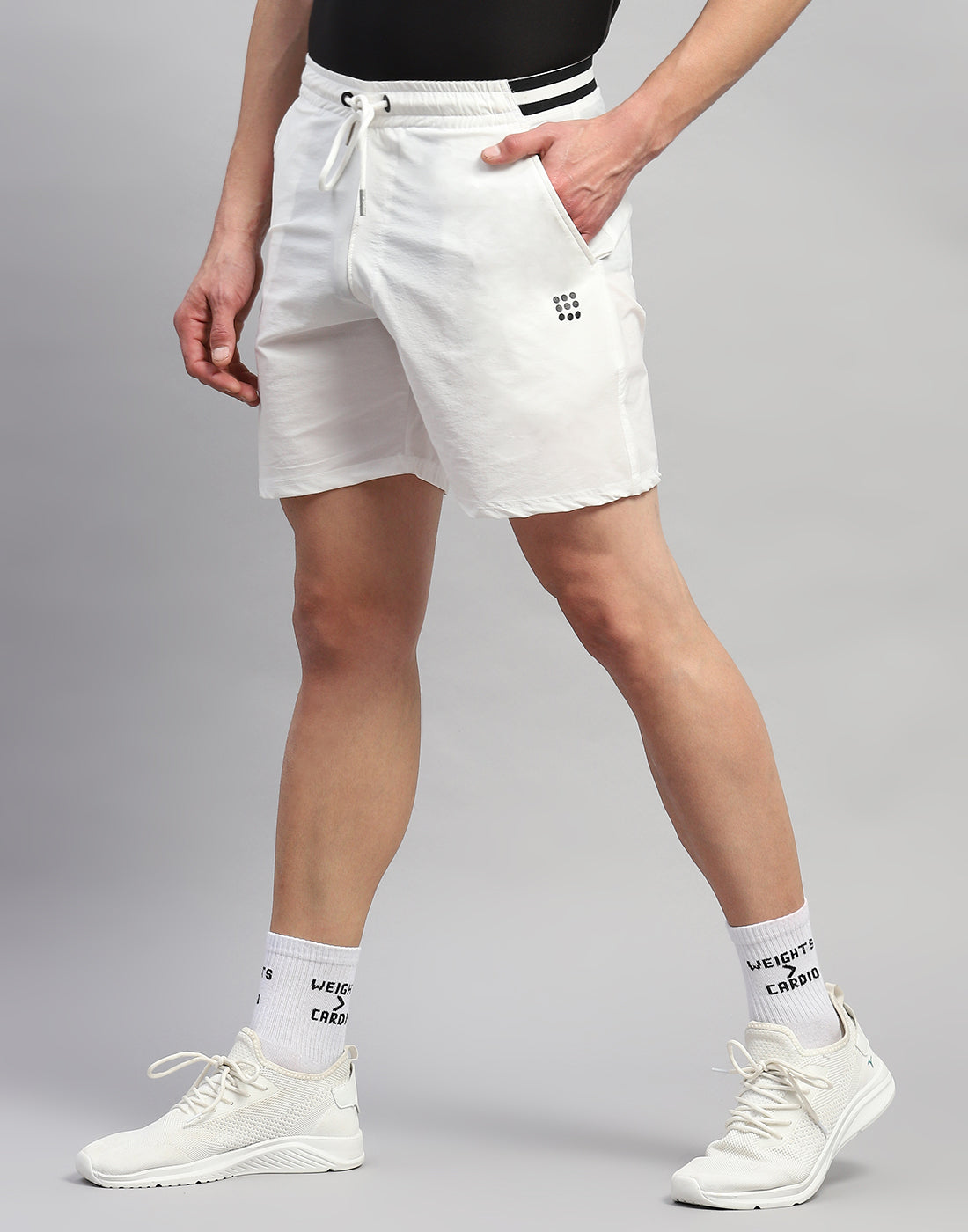 Men White Solid Regular Fit Short