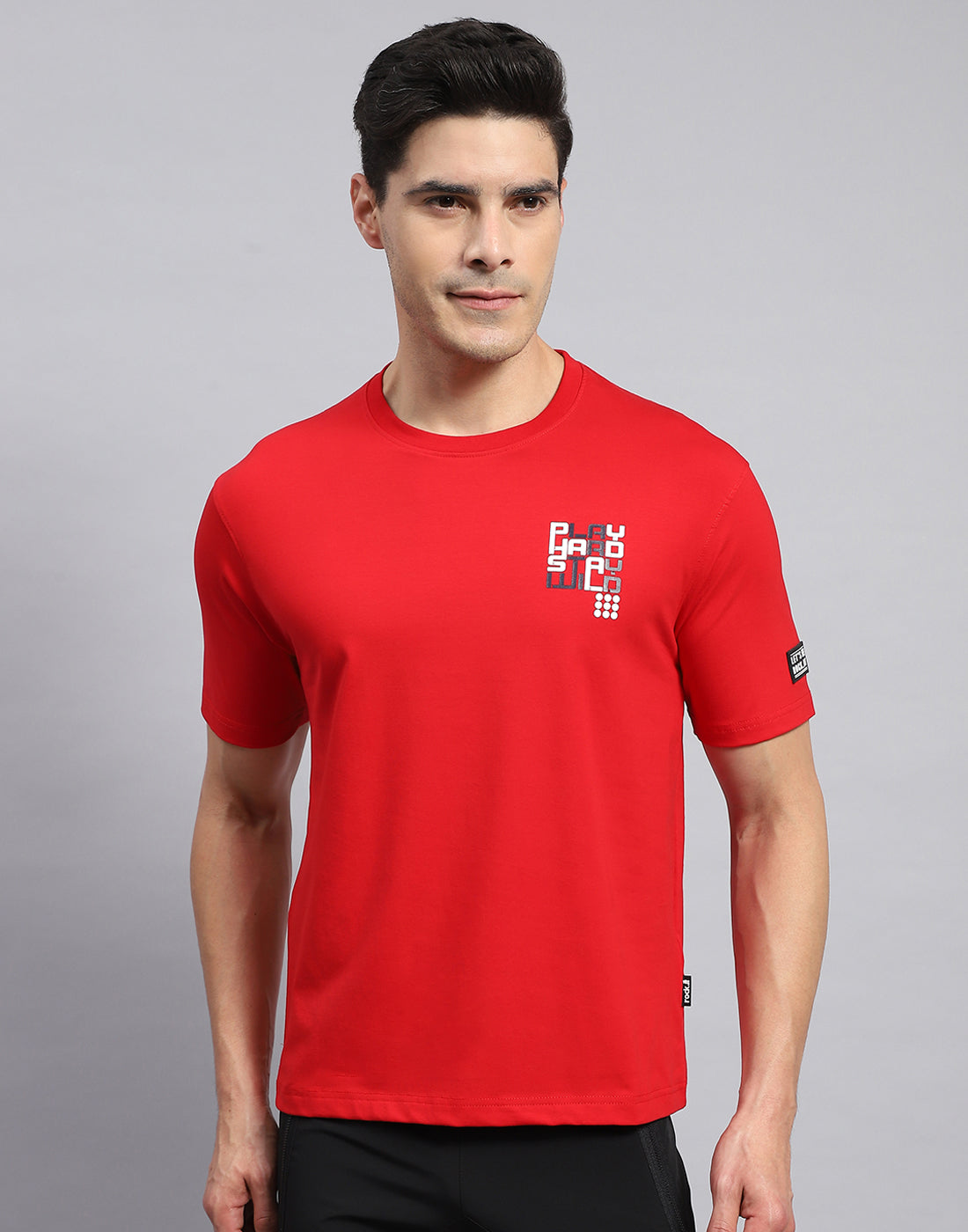 Buy Men Red Printed Round Neck Half Sleeve T-Shirt Online in India