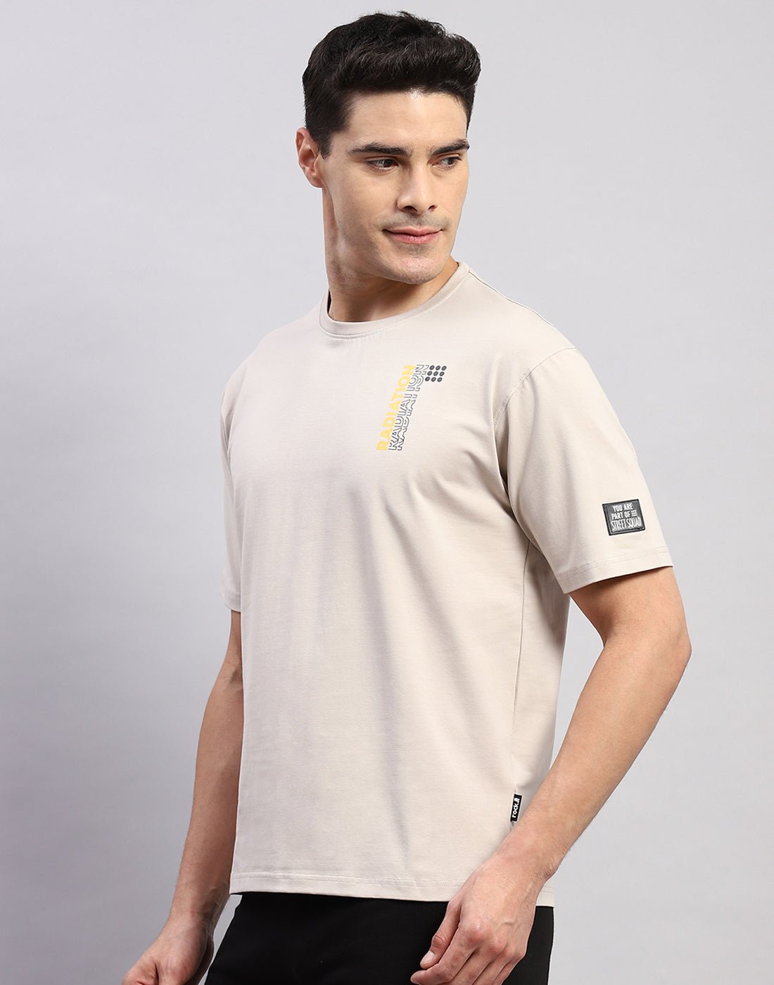 Rock.it Men Beige Printed Round Neck Half Sleeve T-Shirt