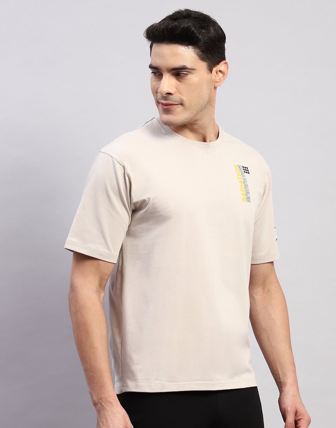 Rock.it Men Beige Printed Round Neck Half Sleeve T-Shirt