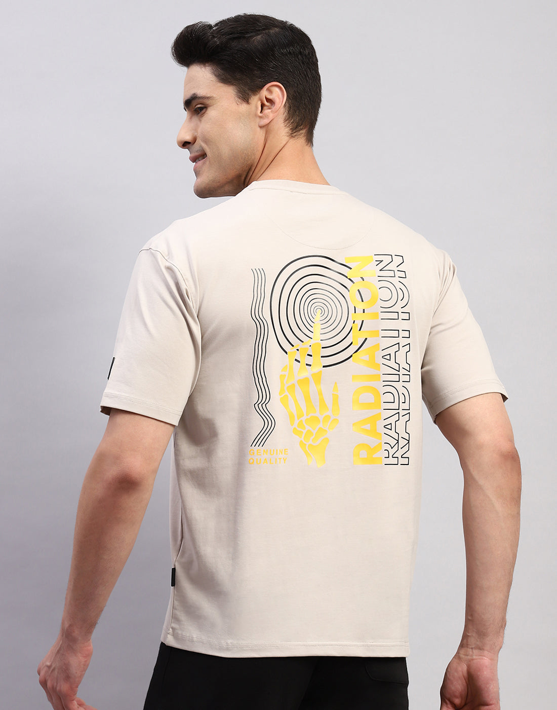 Rock.it Men Beige Printed Round Neck Half Sleeve T-Shirt