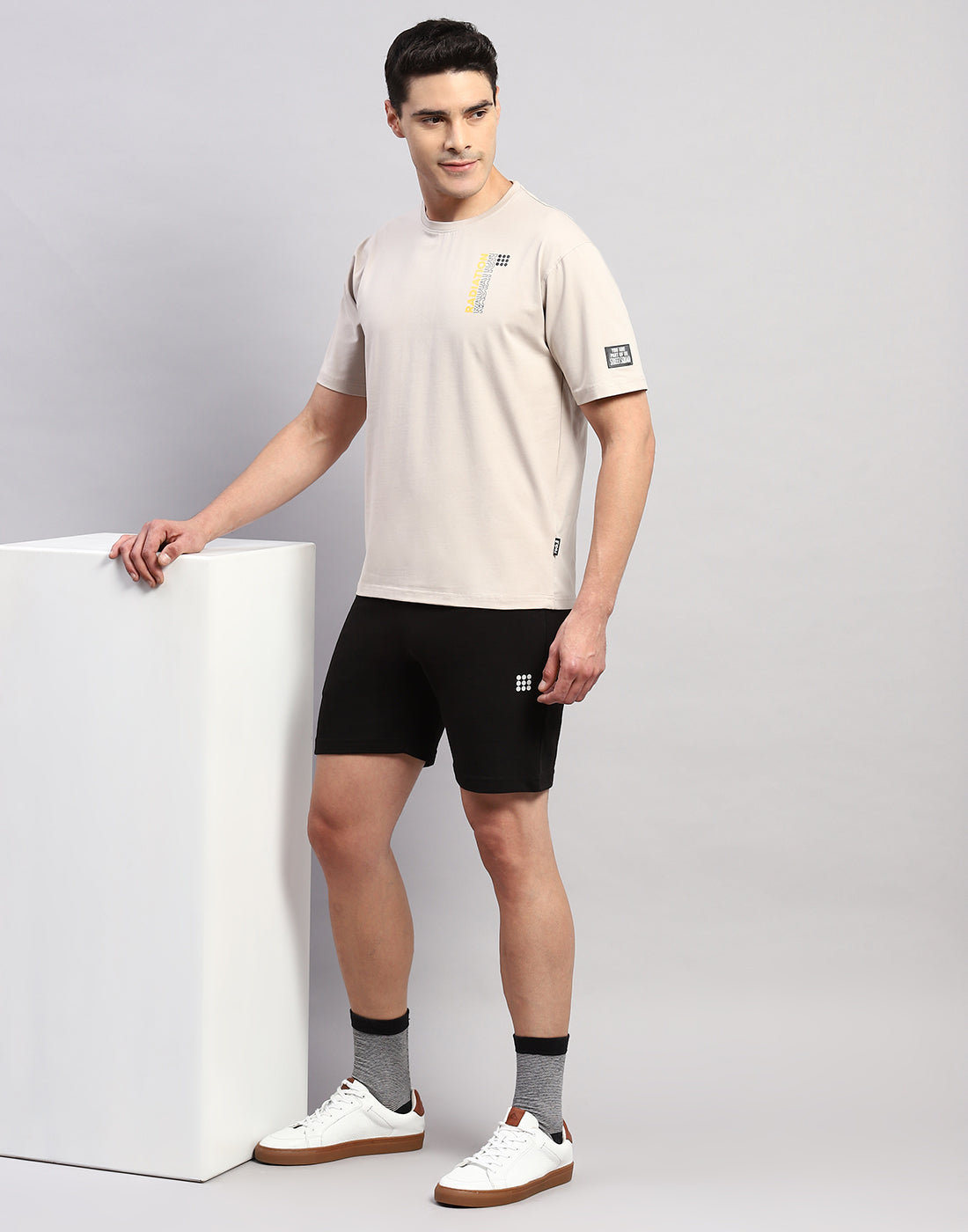 Rock.it Men Beige Printed Round Neck Half Sleeve T-Shirt