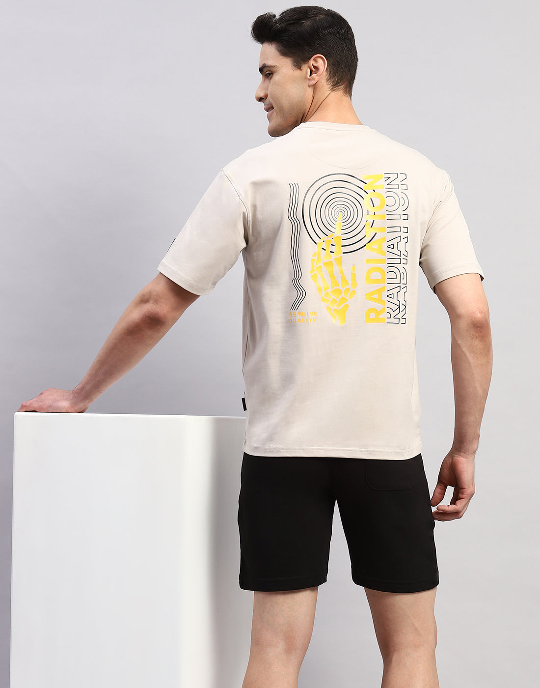 Rock.it Men Beige Printed Round Neck Half Sleeve T-Shirt