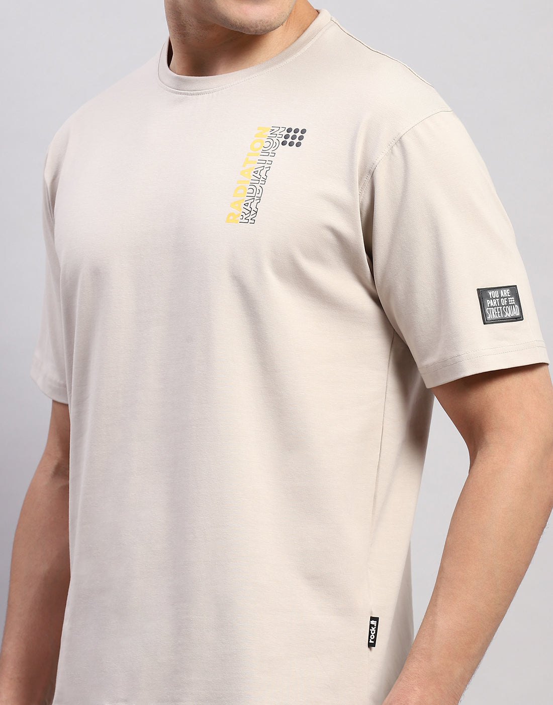 Rock.it Men Beige Printed Round Neck Half Sleeve T-Shirt