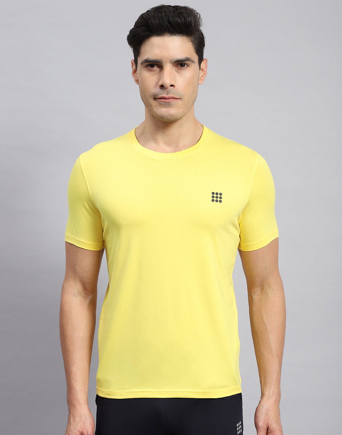 Rock.it Men Yellow Solid Round Neck Half Sleeve T-Shirt