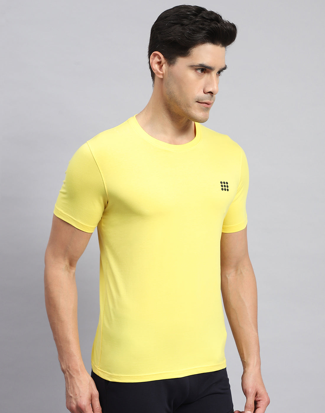 Rock.it Men Yellow Solid Round Neck Half Sleeve T-Shirt