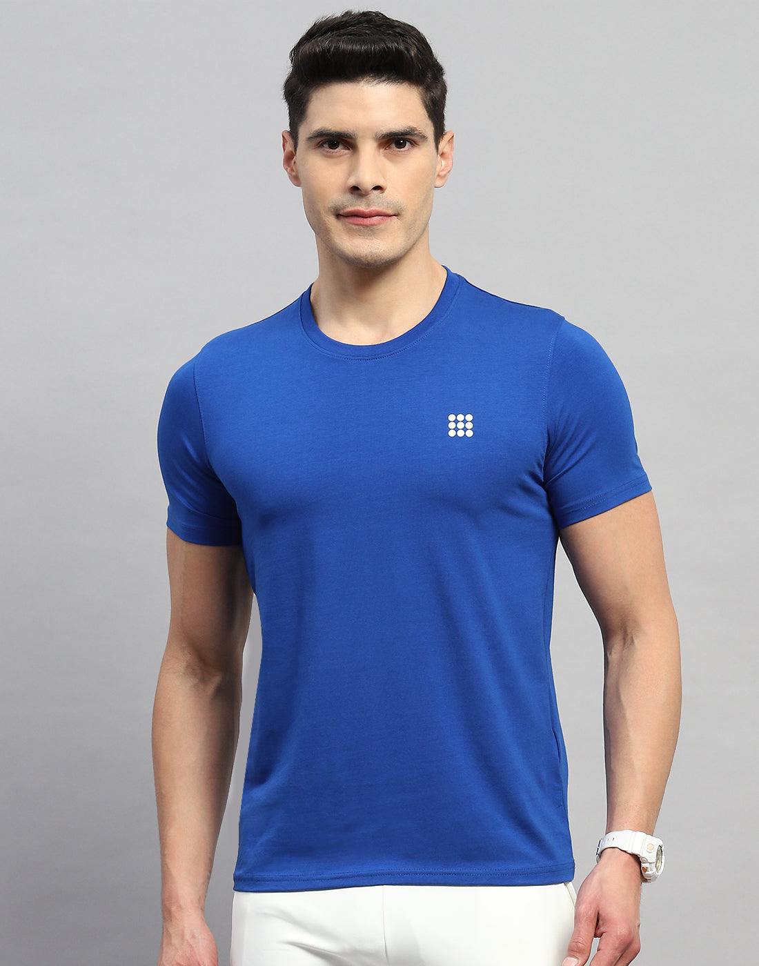 Rock.it Men Blue Solid Round Neck Half Sleeve T-Shirt