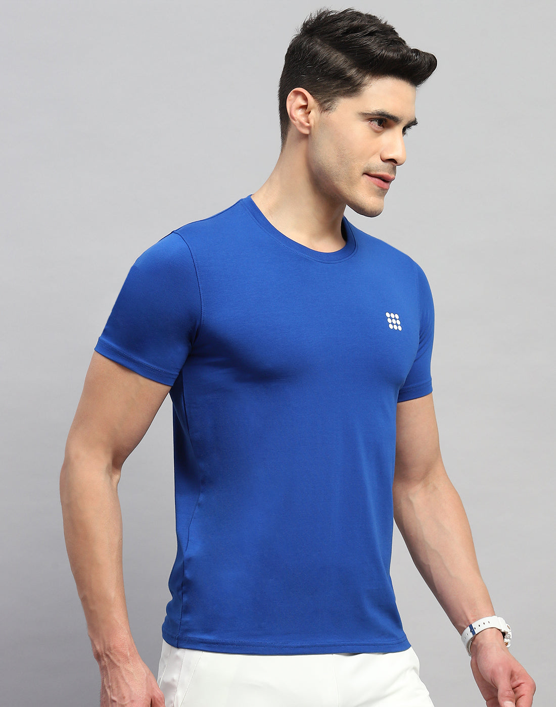 Rock.it Men Blue Solid Round Neck Half Sleeve T-Shirt