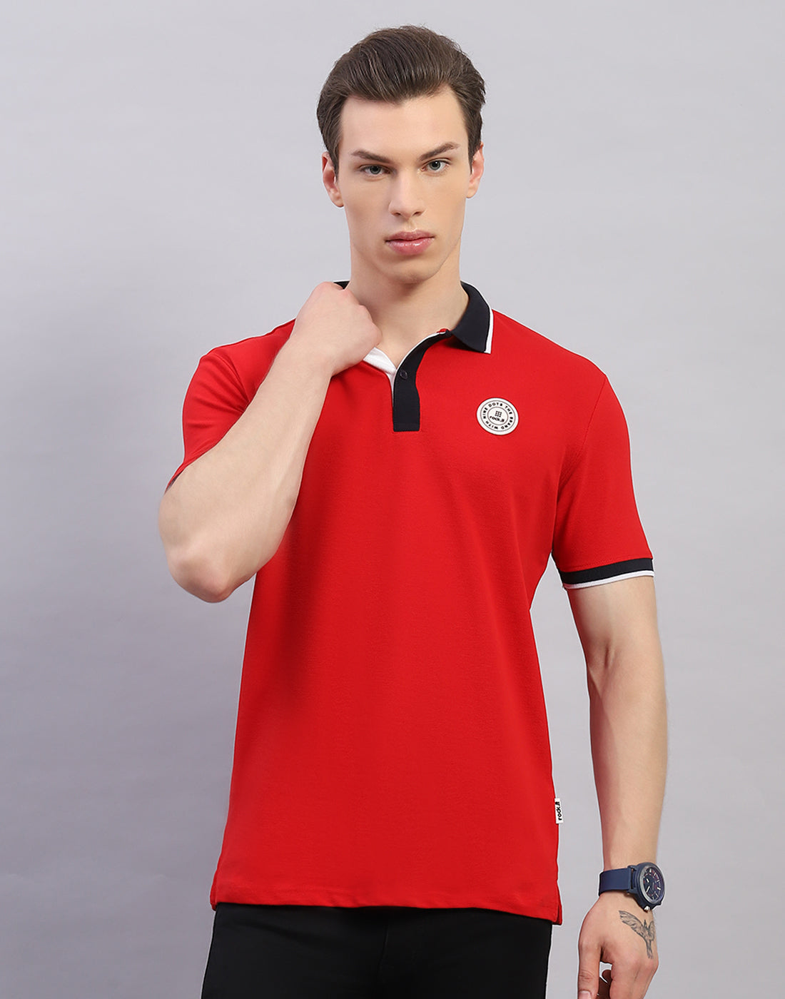 Rock.it Men Red Solid Polo Collar Half Sleeve T-Shirt