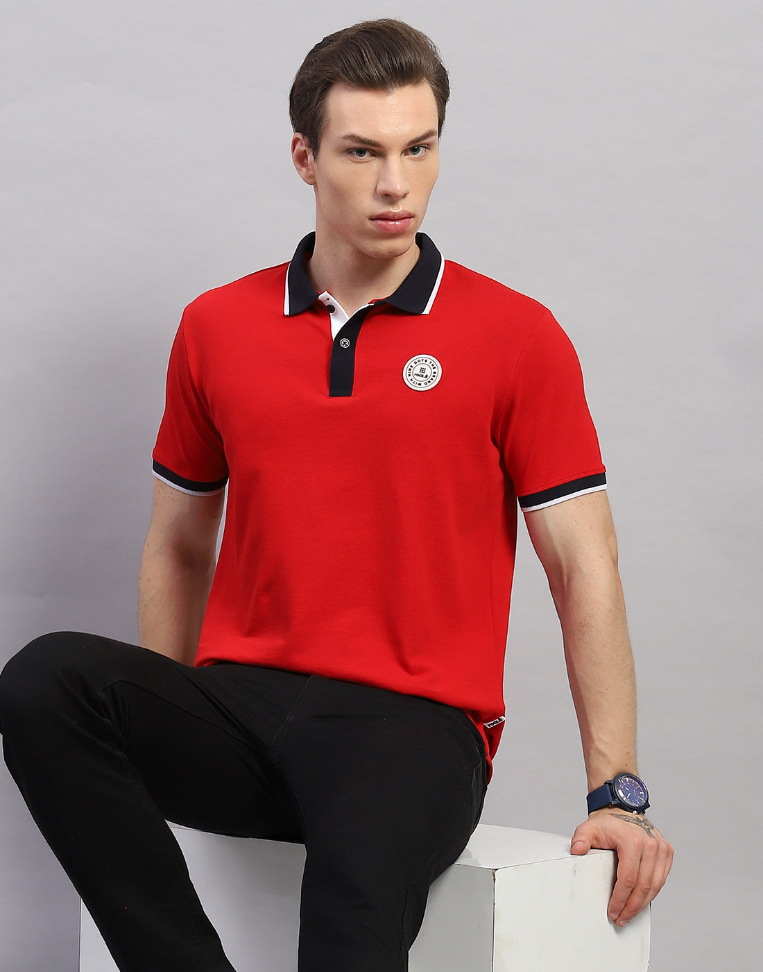 Rock.it Men Red Solid Polo Collar Half Sleeve T-Shirt