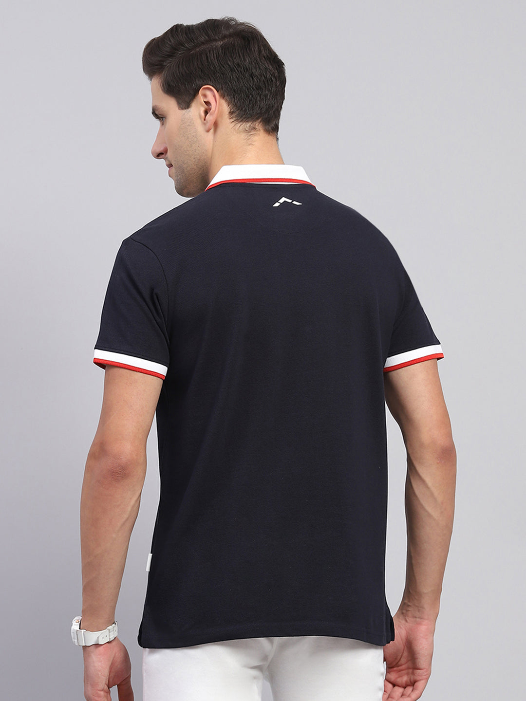 Rock.it Men Navy Blue Solid Collar Half Sleeve T-Shirt