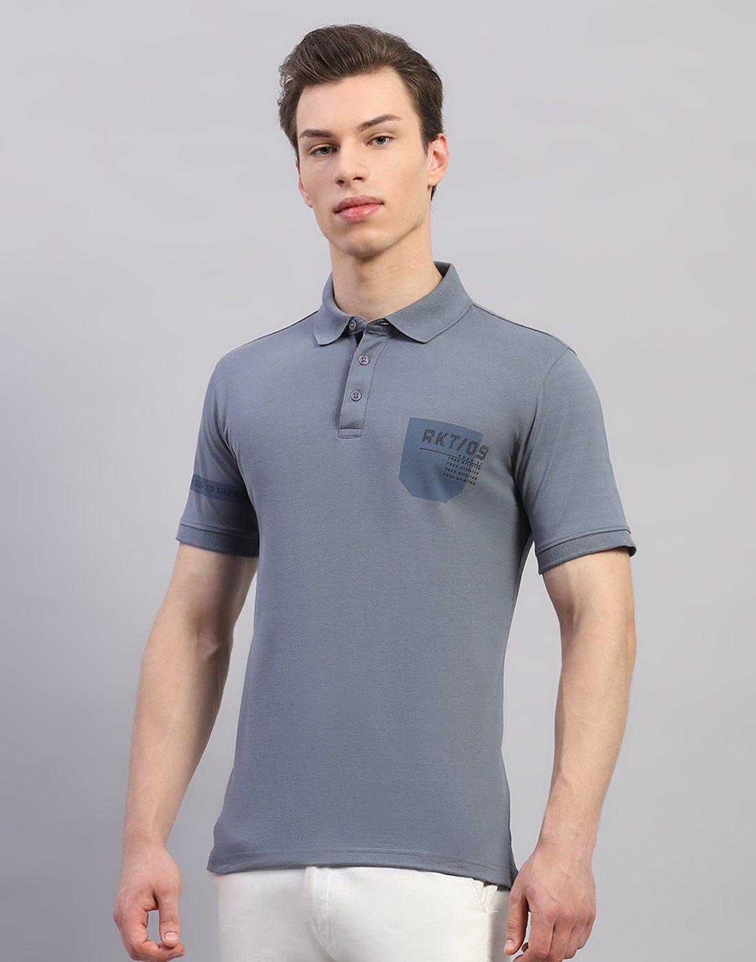Rock.it Men Grey Solid Polo Collar Half Sleeve T-Shirt