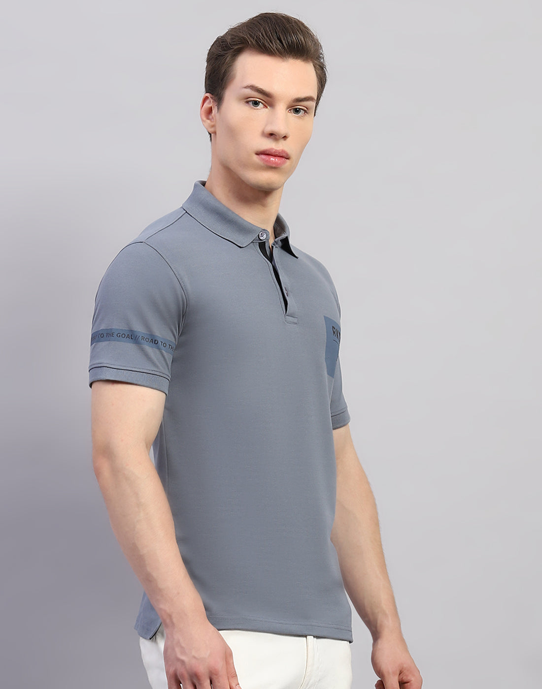 Rock.it Men Grey Solid Polo Collar Half Sleeve T-Shirt