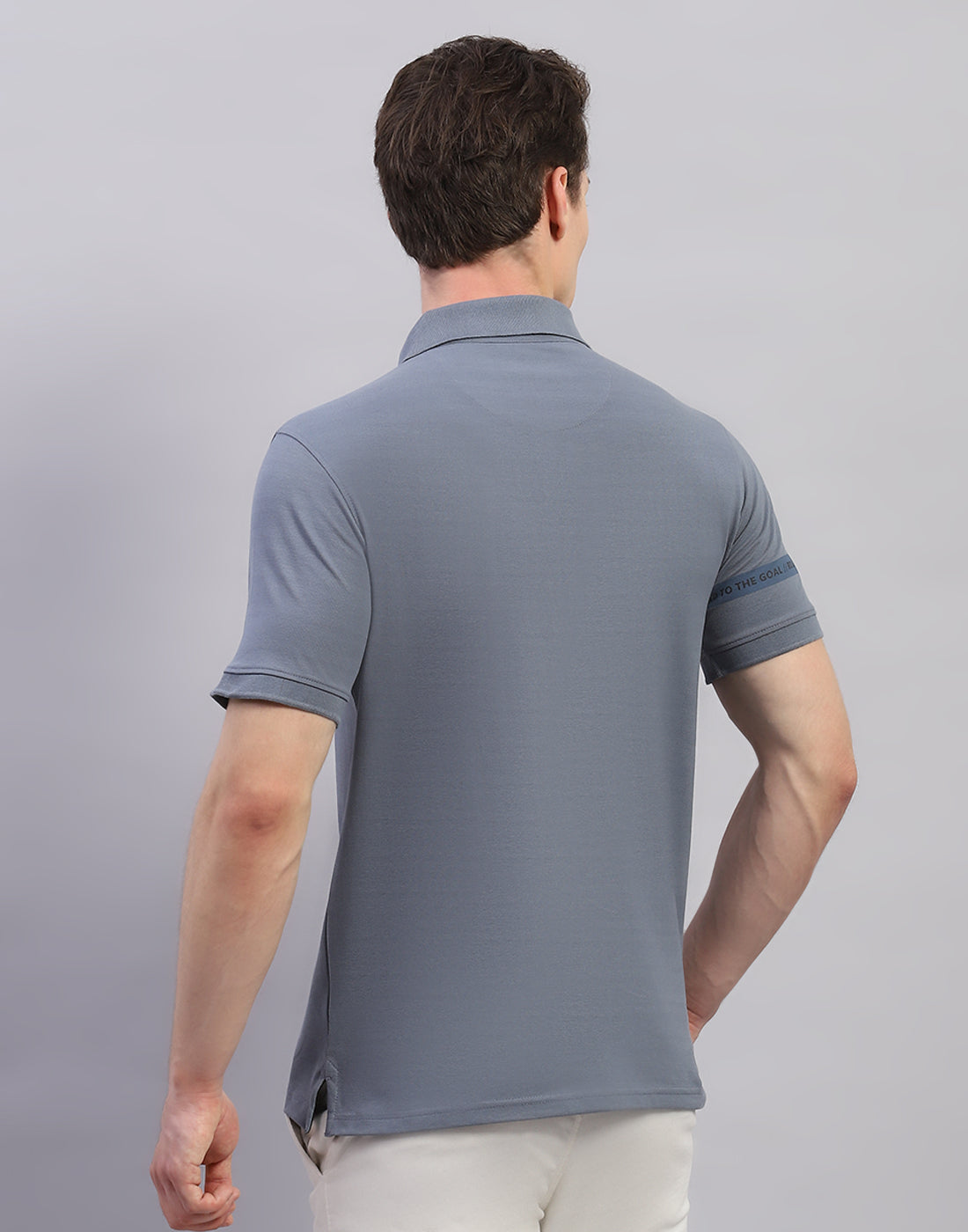 Rock.it Men Grey Solid Polo Collar Half Sleeve T-Shirt