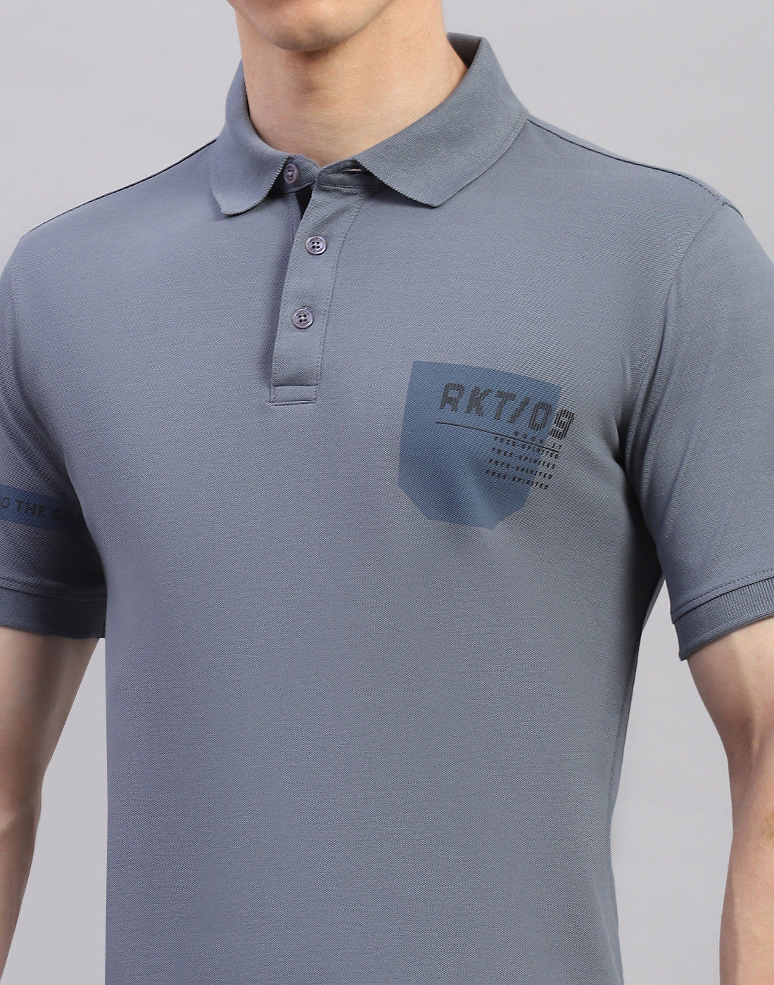 Rock.it Men Grey Solid Polo Collar Half Sleeve T-Shirt