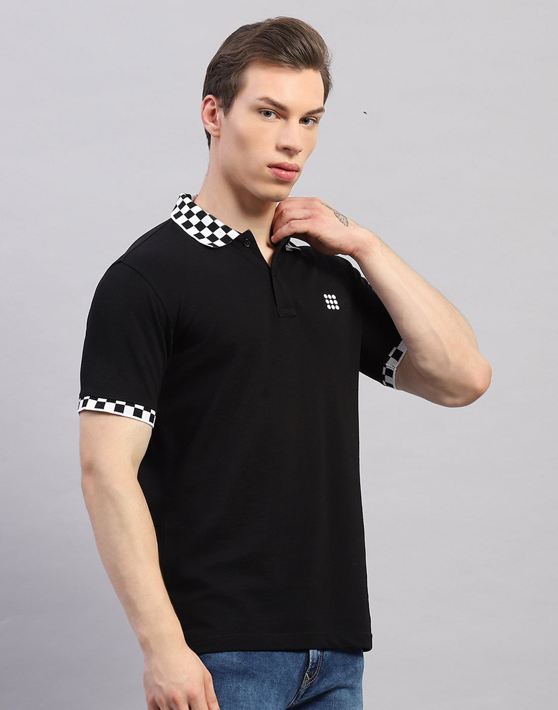 Rock.it Men Black Solid Polo Collar Half Sleeve T-Shirt