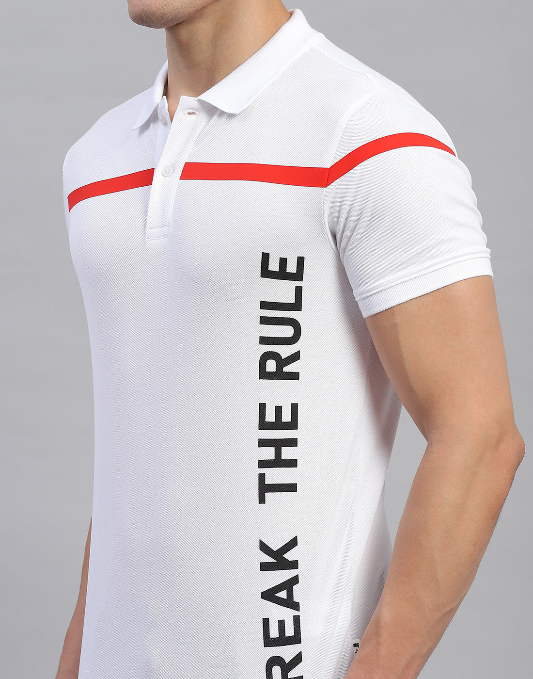 Rock.it Men White Solid Collar Half Sleeve T-Shirt