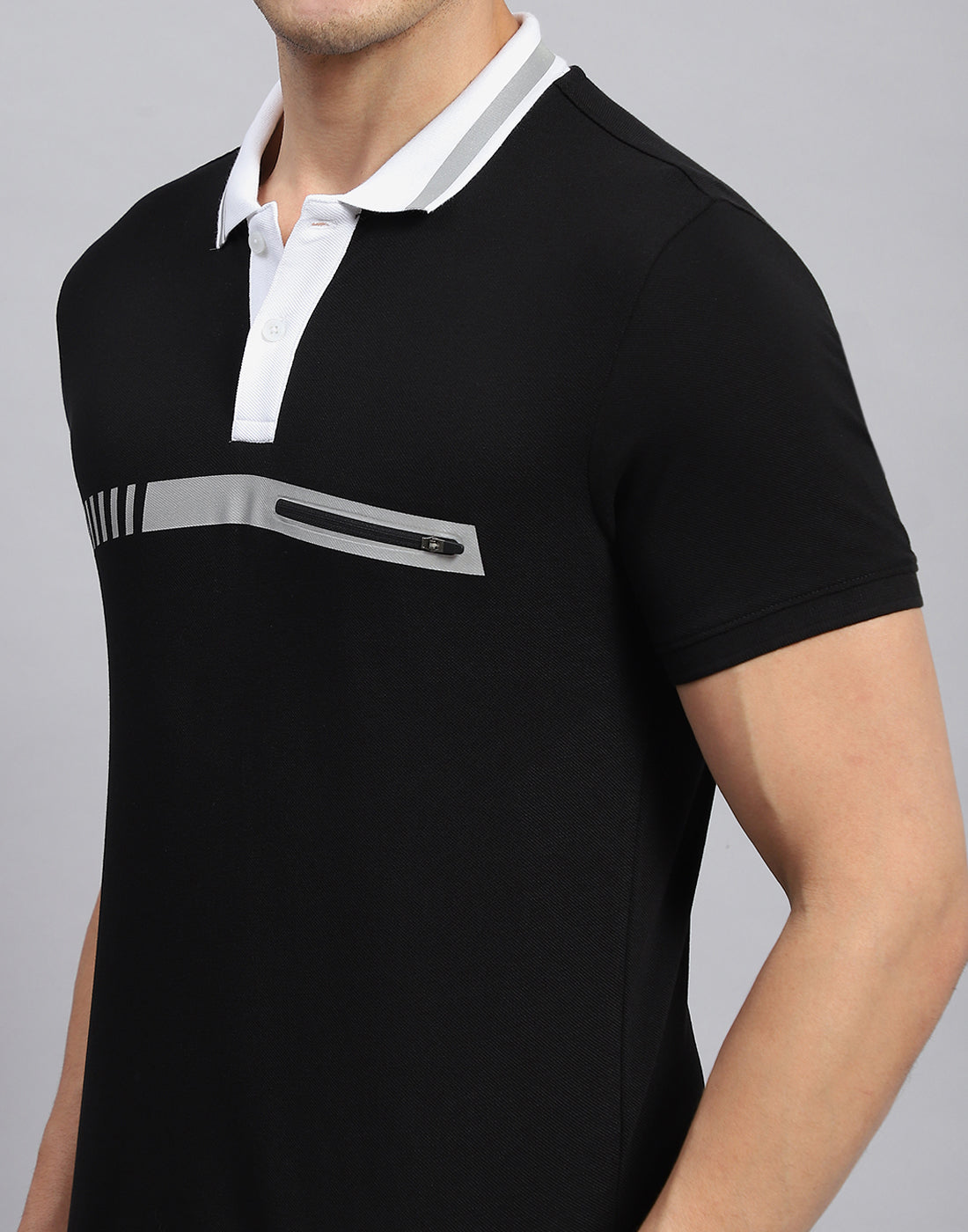 Rock.it Men Black Solid Collar Half Sleeve T-Shirt