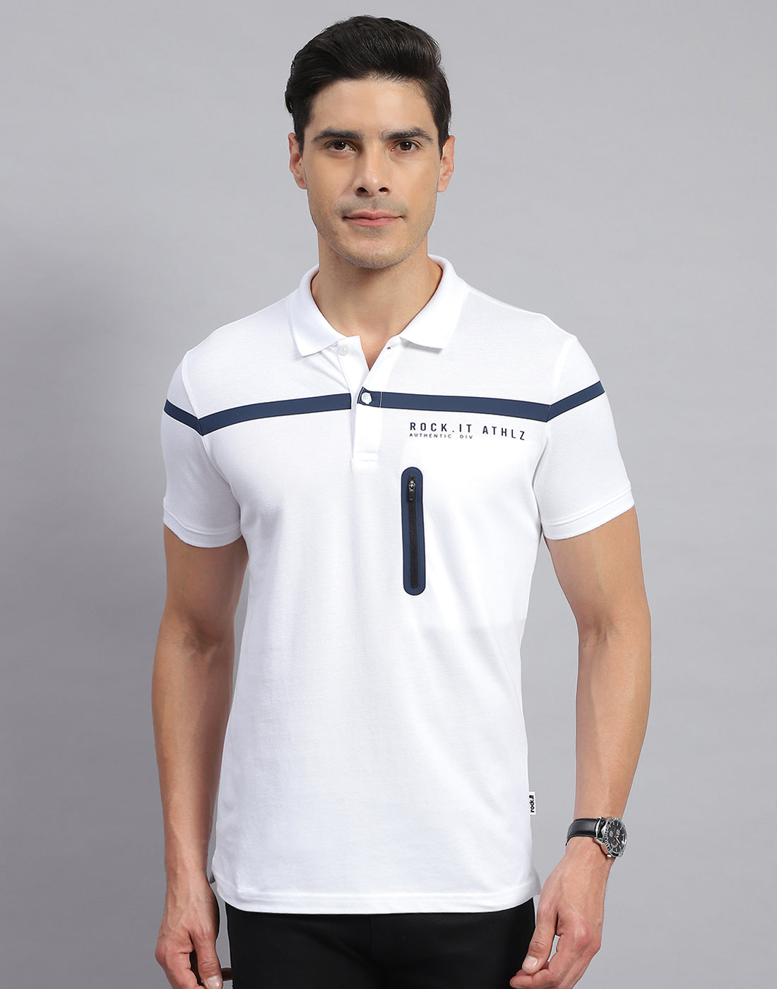 Buy Men White Solid Collar Half Sleeve T-Shirt Online in India