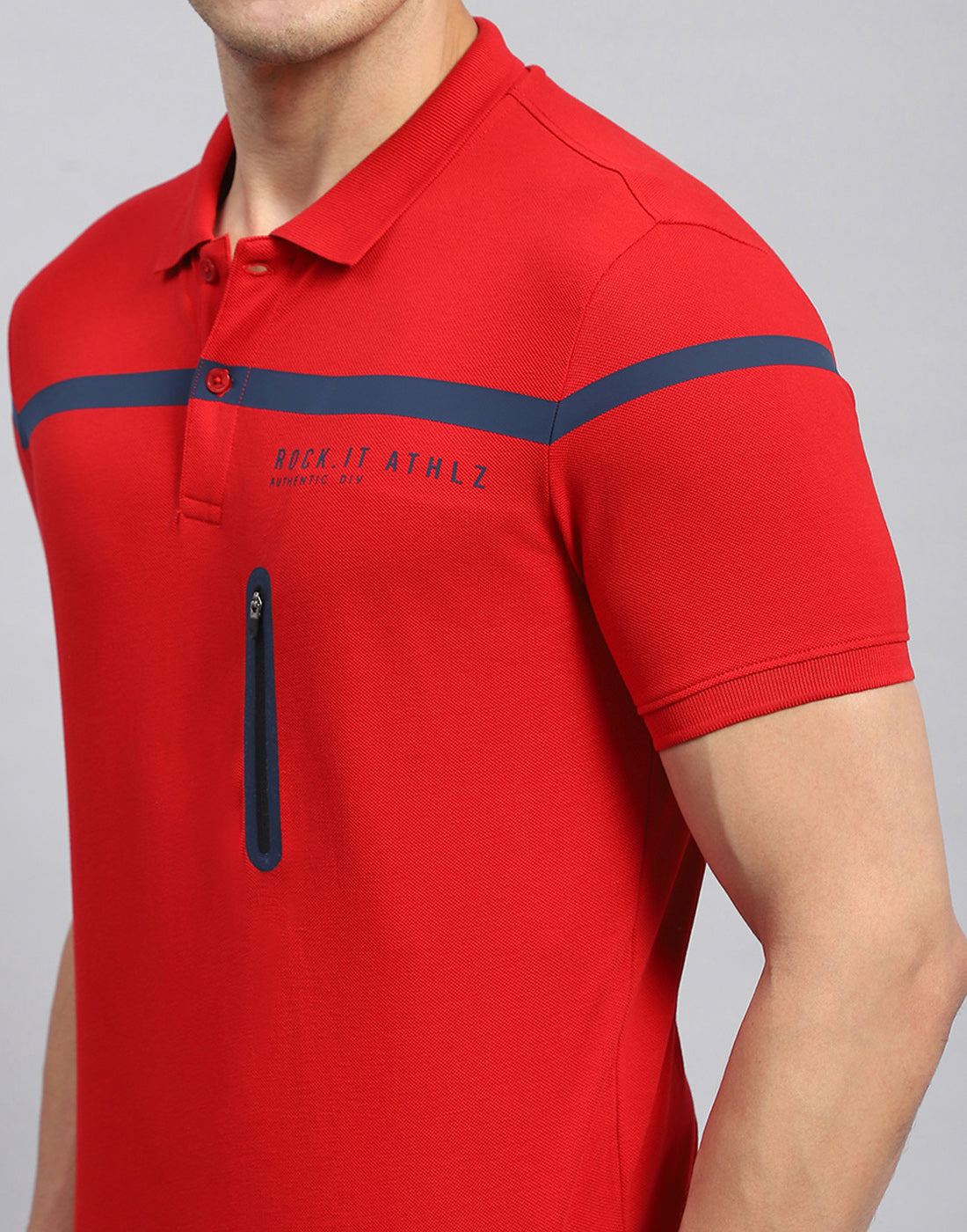 Rock.it Men Red Solid Collar Half Sleeve T-Shirt