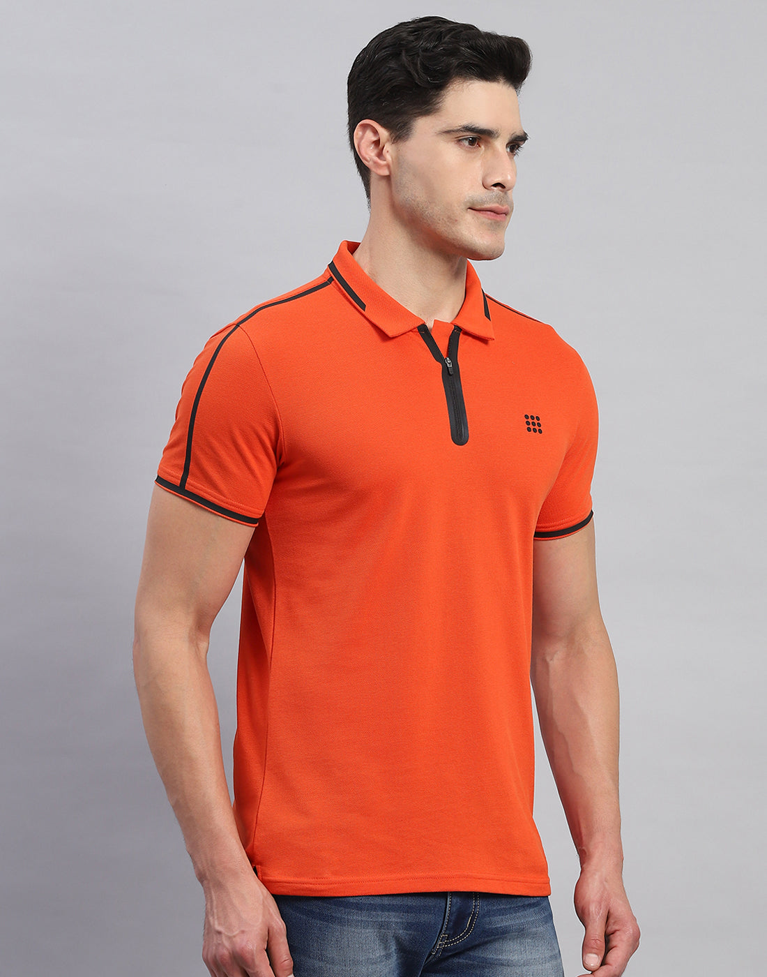 Rock.it Men Rust Solid Collar Half Sleeve T-Shirt