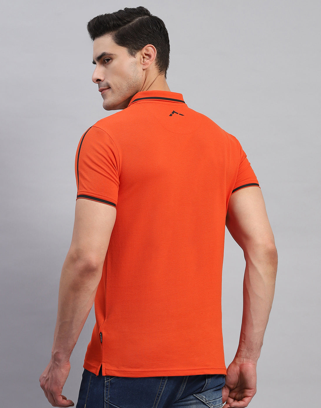 Rock.it Men Rust Solid Collar Half Sleeve T-Shirt