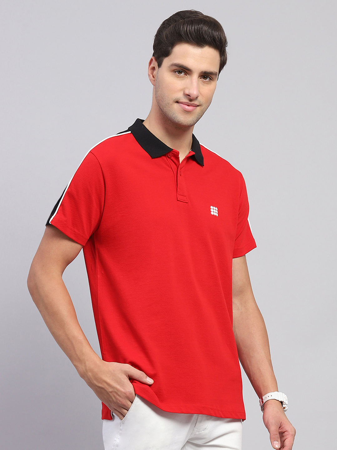 Rock.it Men Red Solid Collar Half Sleeve T-Shirt