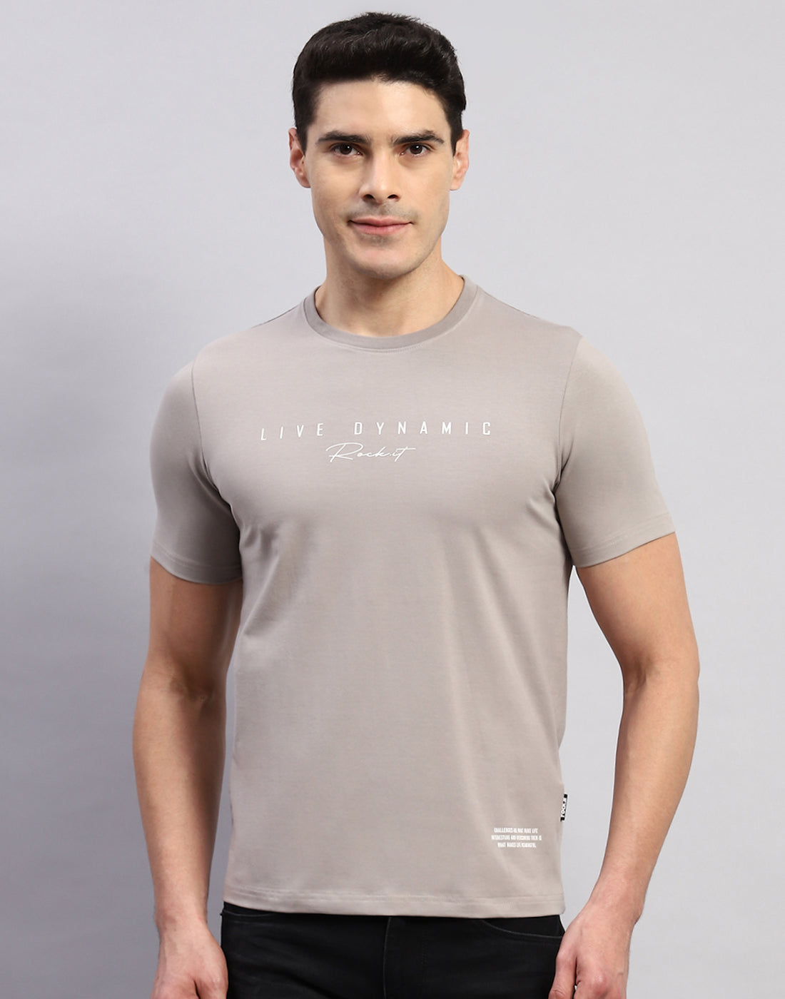 Rock.it Men Grey Printed Round Neck Half Sleeve T-Shirt