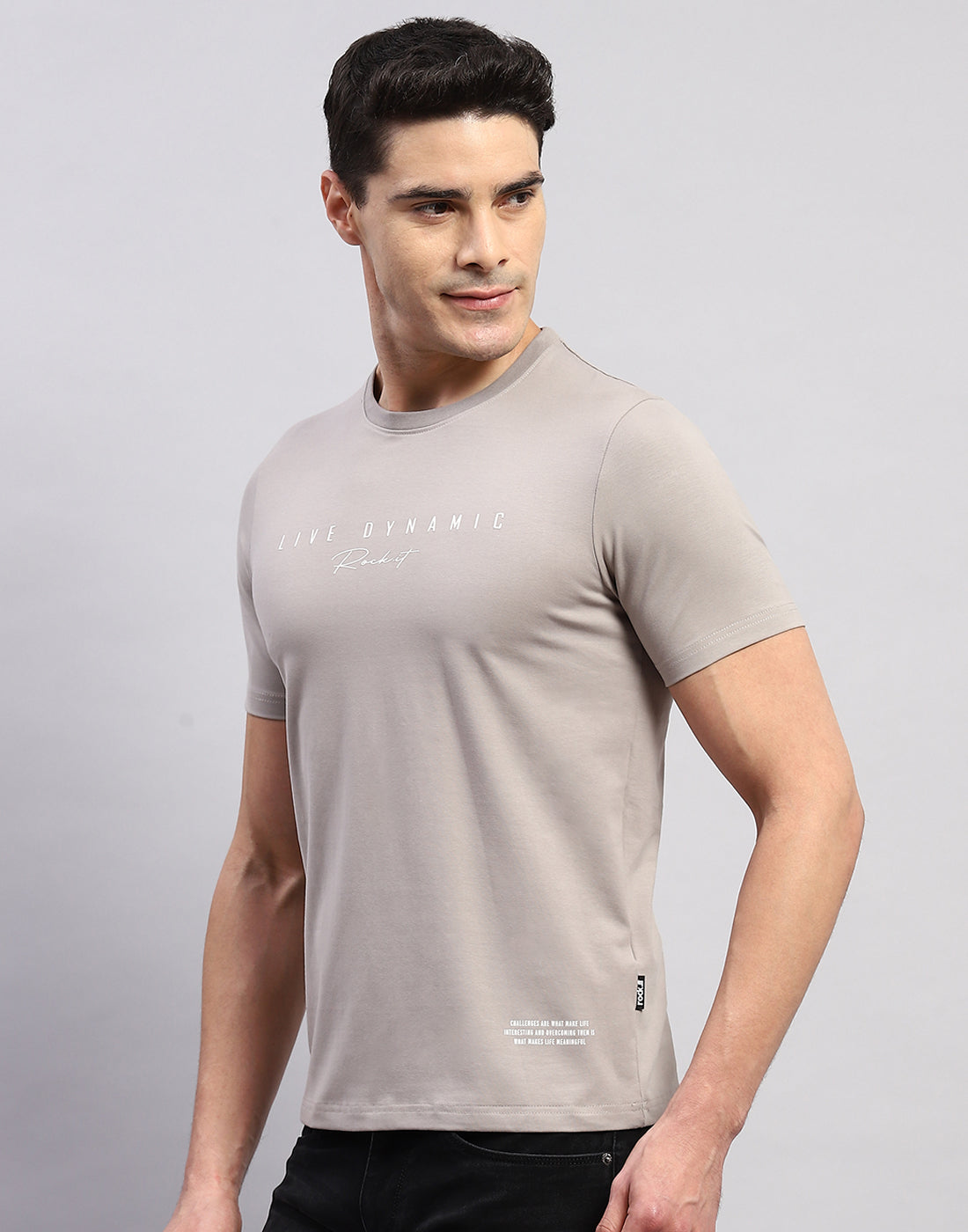 Rock.it Men Grey Printed Round Neck Half Sleeve T-Shirt