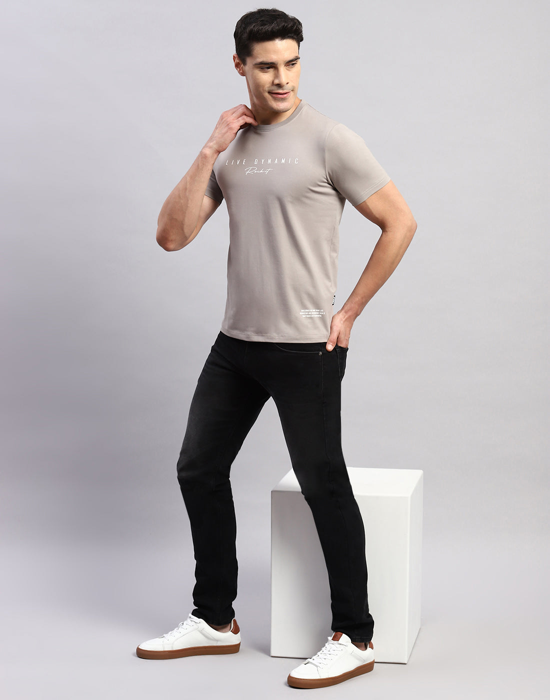 Rock.it Men Grey Printed Round Neck Half Sleeve T-Shirt