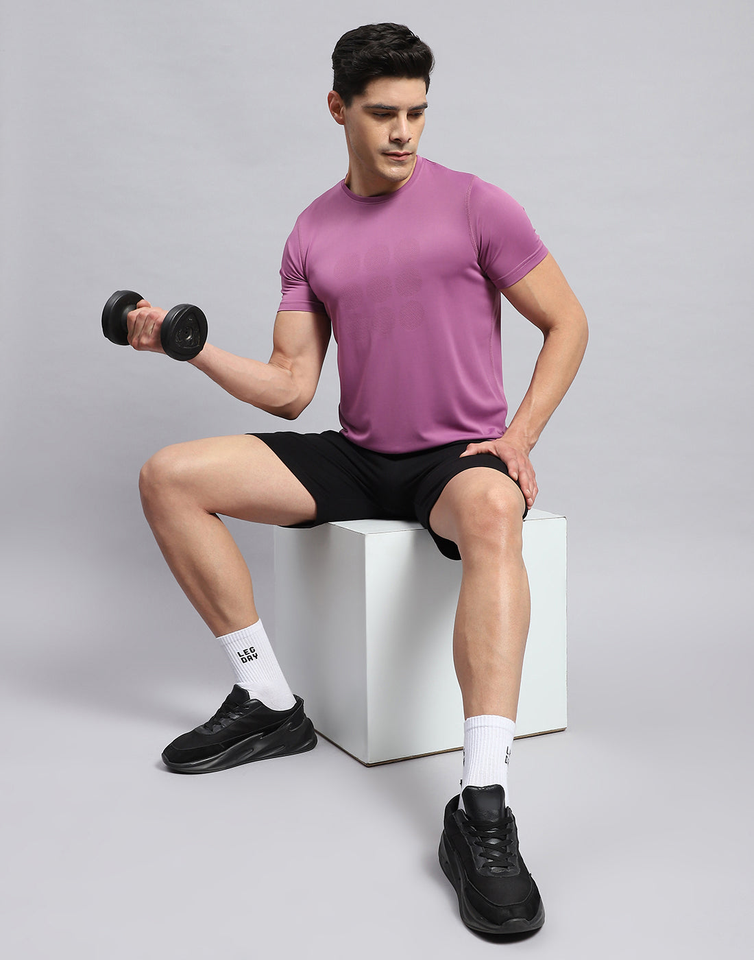 Rock.it Men Purple Self Design Round Neck Half Sleeve T-Shirt