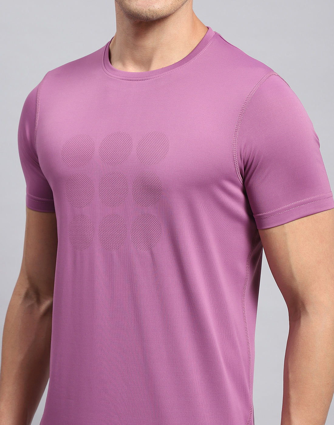 Rock.it Men Purple Self Design Round Neck Half Sleeve T-Shirt