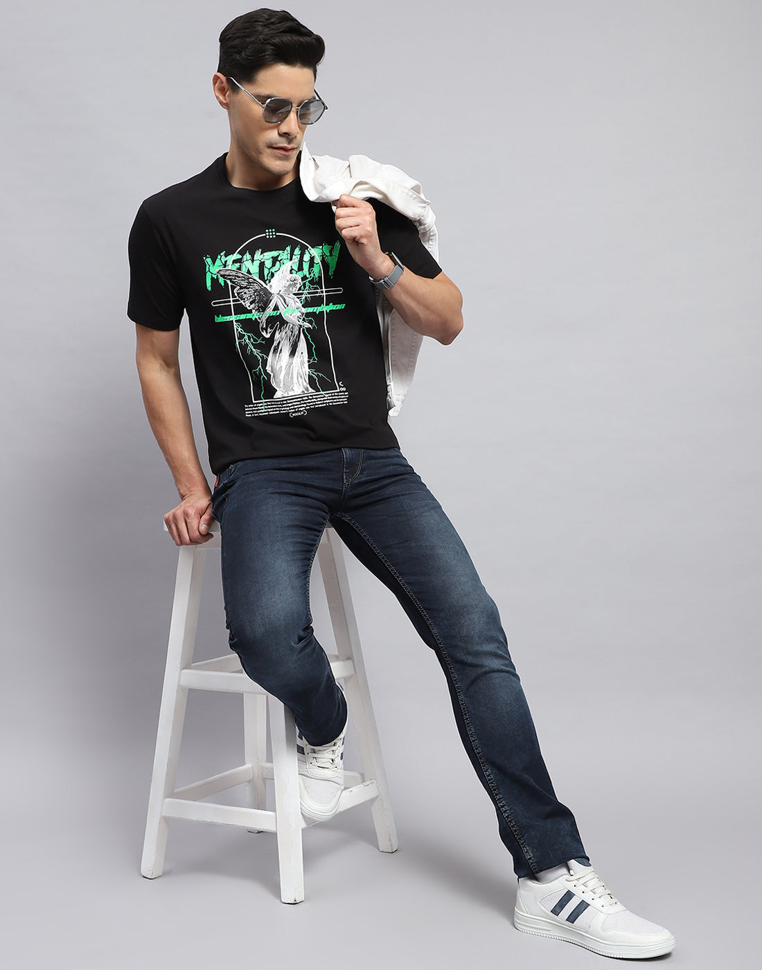 Rock.it Men Black Printed Round Neck Half Sleeve T-Shirt