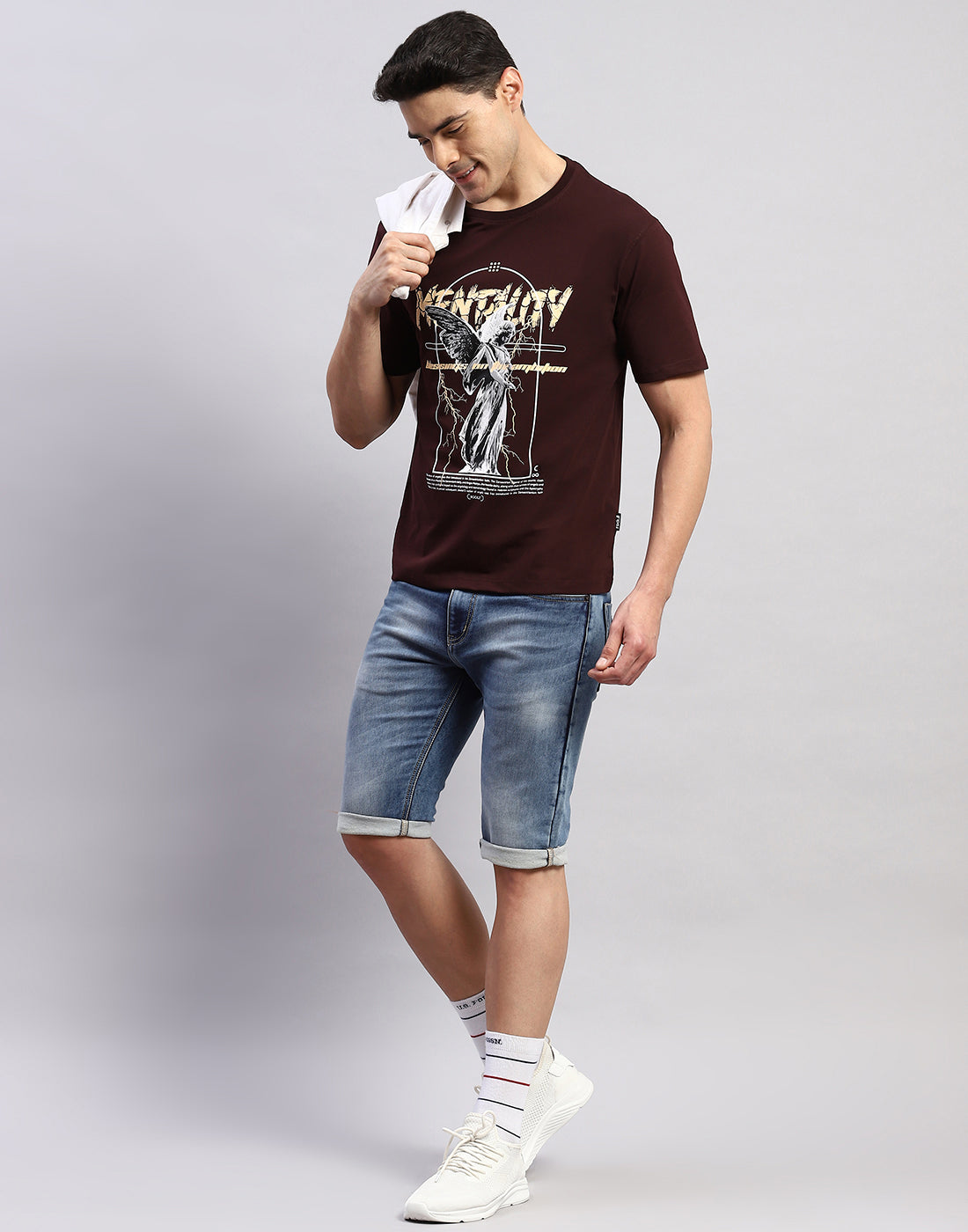 Rock.it Men Maroon Printed Round Neck Half Sleeve T-Shirt